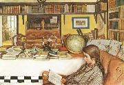 Carl Larsson The Reading Room oil